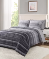 Mainstays all in one reversible comforter and sheet Set, 7-Piece, Queen, Gray Stripe