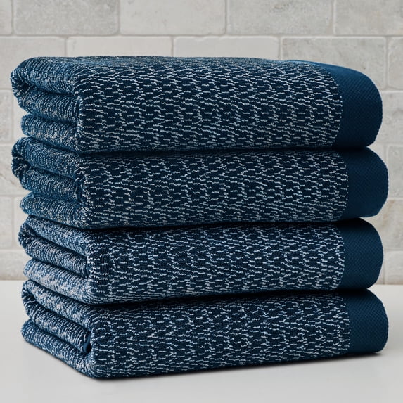 Better Homes & Gardens Signature Soft Cotton Melange 30 inch Bath Towel, Blue Admiral