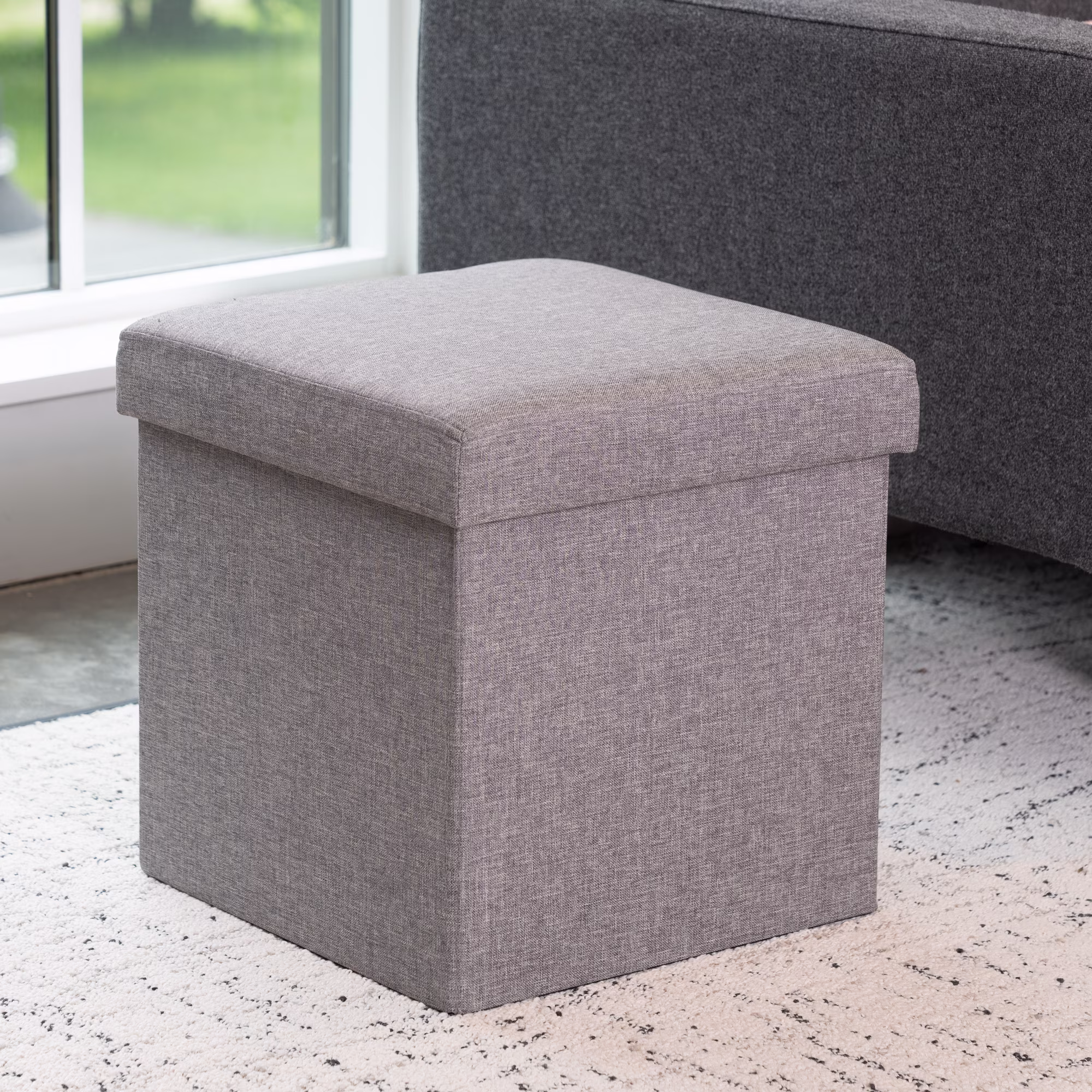 Mainstays Collapsible Storage Ottoman, Grey - Image 5