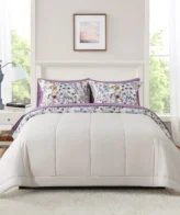 Mainstays All in One Reversible Comforter and Sheet set- 7 Piece, Queen, White Multi Floral